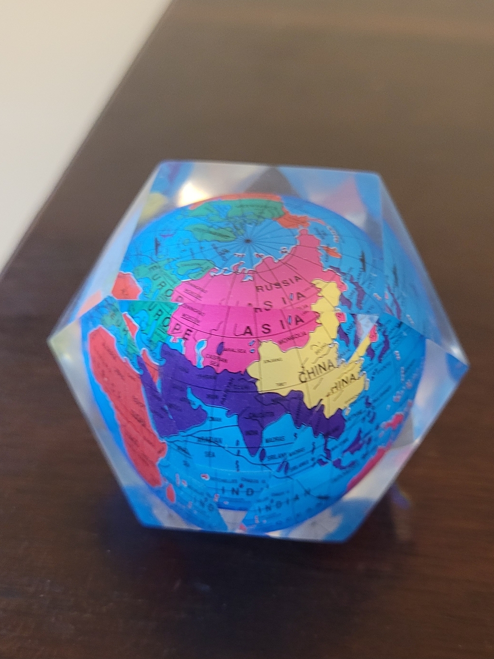 Vintage Globe In Lucite Paperweight